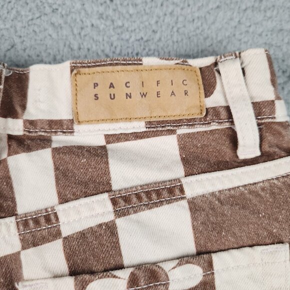 Pacsun Jeans Womens 25 High Rise Straight Leg Eco Flower Plaid Button Fly Frayed - Picture 13 of 13